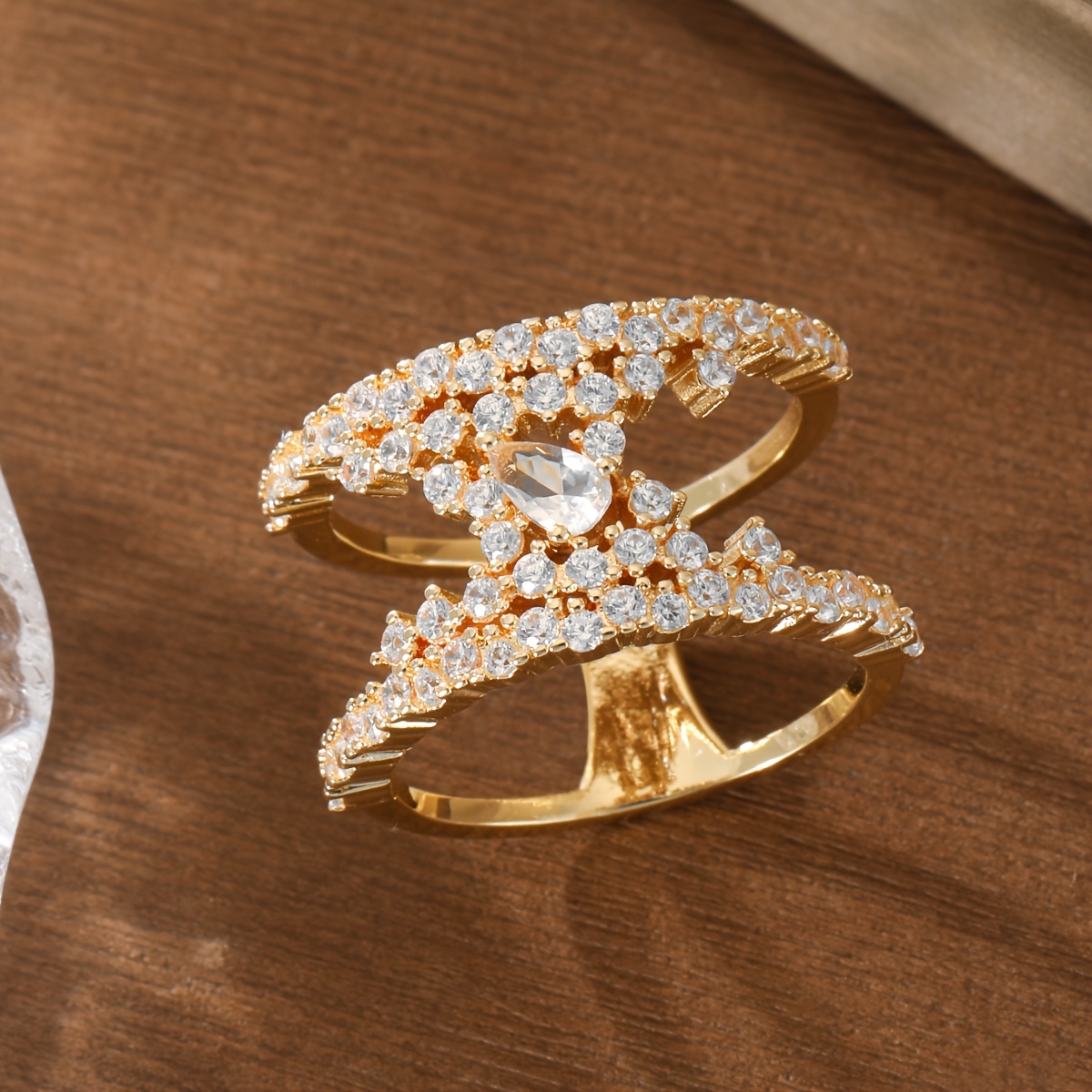 Retro Style Double Layer Stackable Water Drop Ring